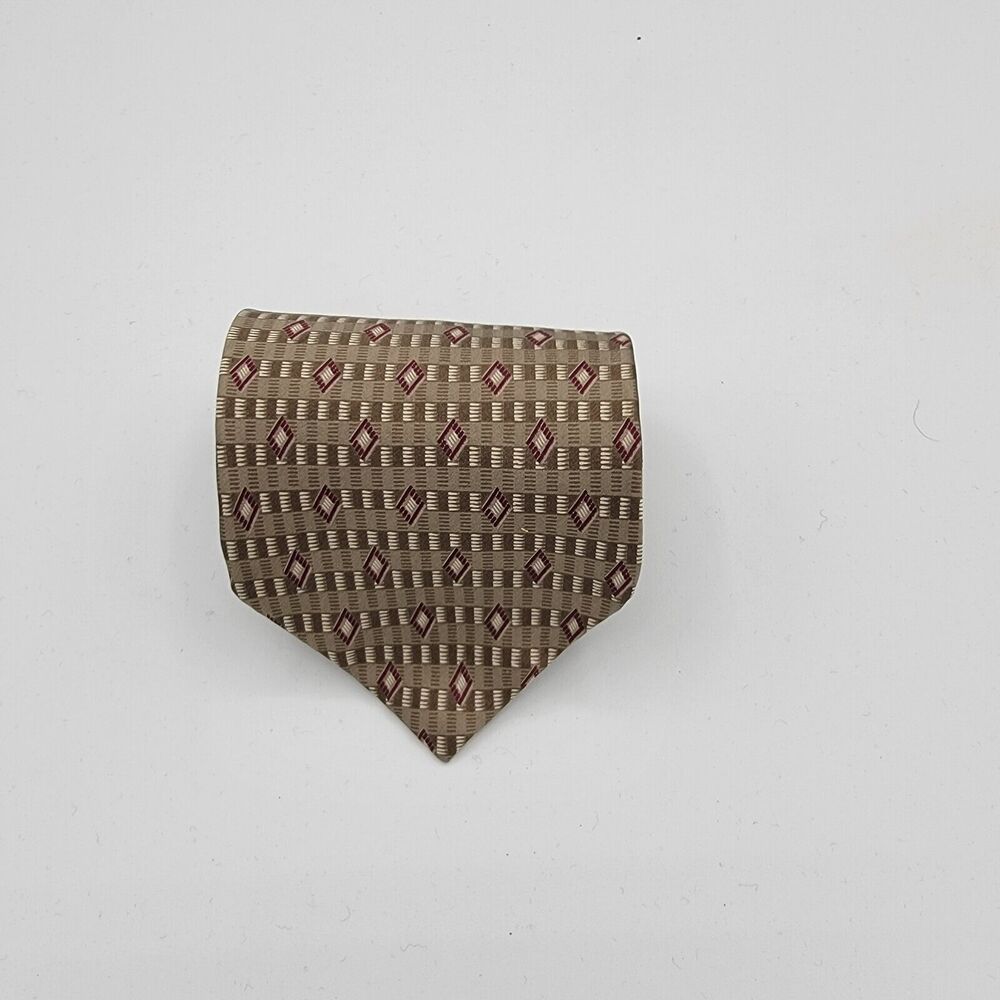 Necktie Mens Vintage Bill Blass Black Label 100% Silk, Tan Black, Size 56 By 4